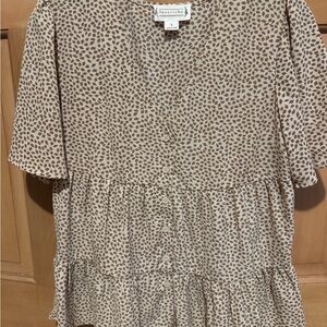 Leopard Print Ruffle Blouse